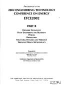 Cover of: Proceedings of the 2002 Engineering Technology Conference on Energy by Engineering Technology Conference on Energy (2002 Houston, Texas)