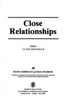 Cover of: Close Relationships: A Sourcebook (The Review of Personality and Social Psychology)