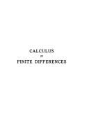 Cover of: Calculus of finite differences by Charles Jordan