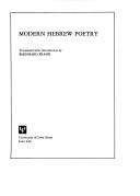 Cover of: Modern Hebrew poetry by translated with introd. by Bernhard Frank.