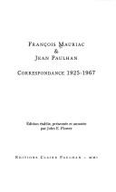 Cover of: Correspondance, 1925-1967