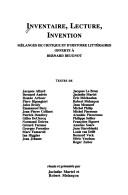 Cover of: Inventaire, lecture, invention by textes de Jacques Allard ... [et al.] ; réunis et présentés par Jacinthe Martel et Robert Melançon.