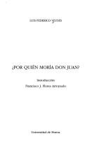 Cover of: Por quién moría Don Juan? by Luis Federico Viudes