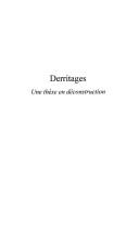 Cover of: Derritages: une thèse en déconstruction