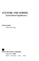 Cover of: Culture and school: socio-cultural significances