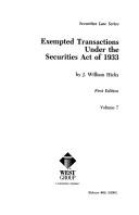 Cover of: Exempted transactions under the Securities act of 1933