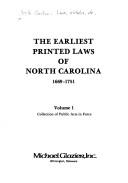 Cover of: The earliest printed laws of North Carolina, 1669-1751.