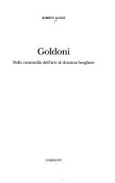 Cover of: Goldoni: dalla commedia dell'arte al dramma borghese