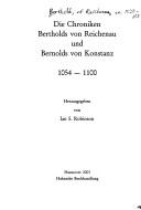 Cover of: Die Chroniken Bertholds von Reichenau und Bernolds von Konstanz 1054-1100