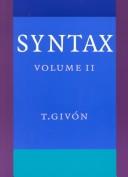 Cover of: Syntax by Talmy Givon