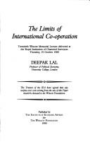 Cover of: limits of international co-operation: 20th Wincott Memorial Lecture delivered at the Royal Institution of Chartered Surveyors, Thursday, 19 October 1989