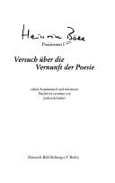 Cover of: Versuch über die Vernunft der Poesie by Heinrich Böll