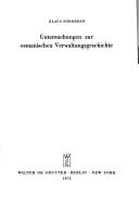 Untersuchungen zur osmanischen Verwaltungsgeschichte by Klaus Röhrborn