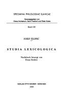 Cover of: Studia lexicologica by Josef Filipec
