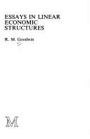 Cover of: Essays in linear economic structures