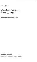 Cover of: Goethes Gedichte, 1769-1775: Interpretationen zu einem Anfang
