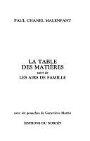 Cover of: La table des matières ; suivi de, Les airs de famille