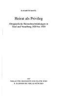 Cover of: Heirat als Privileg by Elisabeth Mantl, Elisabeth Mantl