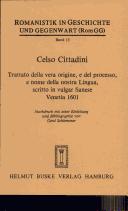 Cover of: Trattato della vera origine, e del processo, e nome  della nostra lingua, scritto in vulgar sanese: Venetia  1601