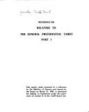 Cover of: Relating to the General Preferential Tariff: a report /by the Tariff Board.. --