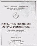 L' évolution biologique en vingt propositions by Michel Delsol
