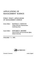 Cover of: Public policy applications of management science by Randall L. Schultz