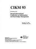 Cikm 93 by Bharat K. Bhargava, International Conference on Information and Knowledge Management (2nd 1993 Washington, D.C.)
