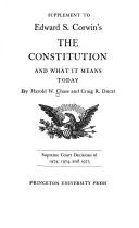 Cover of: Supplement to Edward S. Corwin's The Constitution and what it means today