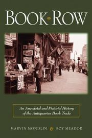 Cover of: Book Row: An Anecdotal and Pictorial History of the Antiquarian Book Trade