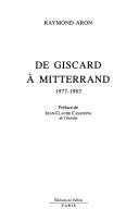 Cover of: De Giscard a Mitterrand: 1977-1983