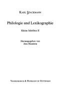 Cover of: Philologie und Lexicographie