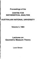 Cover of: Lectures on geometric measure theory