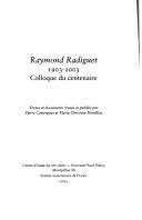 Cover of: Raymond Radiguet, 1903-2003: colloque du centenaire