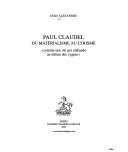 Cover of: Paul Claudel: du matérialisme au lyrisme : comme une oie qui clabaude au milieu des cygnes