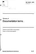 Cover of: Glossary of documentation terms by British Standards Institution.