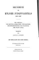 Cover of: Grundbuch des Kölner Judenviertels, 1135-1425: ein Beitrag zur mittelalterlichen Topographie, Rechtsgeschichte und Statistik der Stadt Köln