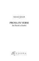Cover of: Prosa in versi by Antonio Girardi