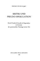 Kritik und Pseudo-Spekulation by Friedrich Wilhelm Graf