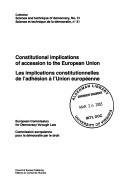 Cover of: Constitutional implications of accession to the European Union