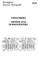 Cover of: The poetic style of Simeon Polotsky by A. R. Hippisley
