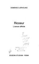 Cover of: Ricoeur by Domenico Jervolino