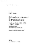 Cover of: Istituzione letteraria e drammaturgia by Carlo Annoni