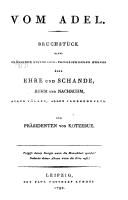 Cover of: Vom Adel by August Friedrich Ferdinand von Kotzebue