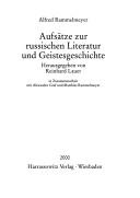 Cover of: Aufsätze zur russischen Literatur und Geistesgeschichte