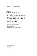 Cover of: "Wa ez sich erste ane vienc, Daz ist ein teil unkunt" by Nicola Kaminski