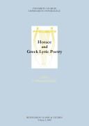 Cover of: Horace and Greek lyric poetry