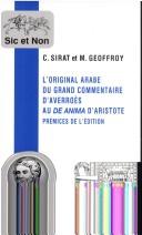 Cover of: L' original arabe du Grand commentaire d'Averroès au De anima d'Aristote by Colette Sirat