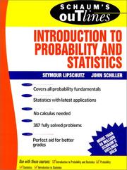 Cover of: Schaum's outline of theory and problems of introduction to probability and statistics by Seymour Lipschutz