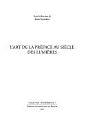 Cover of: L' art de la préface au siècle des lumières