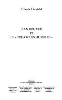 Cover of: Jean Rouaud et le "trésor des humbles" by Claude Herzfeld
